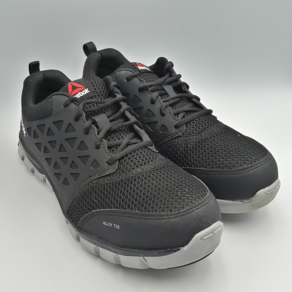 Reebok Sublite Cushion Work Mens 10 Black Alloy Safety Toe Slip Resistant Shoes - Picture 7 of 14